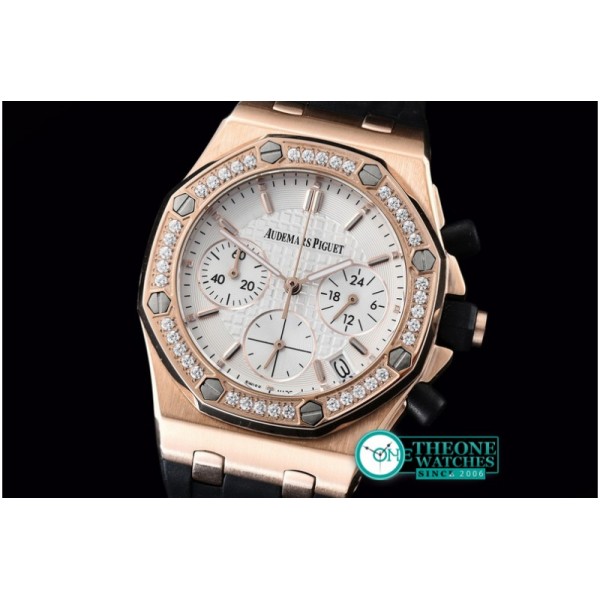 Audemars Piguet - Royal Oak Ladies Chrono RG/RU Diam Bez White VK Qtz