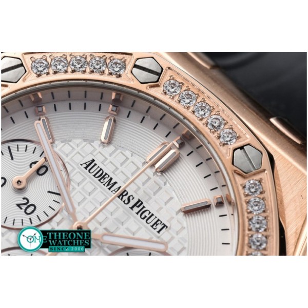 Audemars Piguet - Royal Oak Ladies Chrono RG/RU Diam Bez White VK Qtz