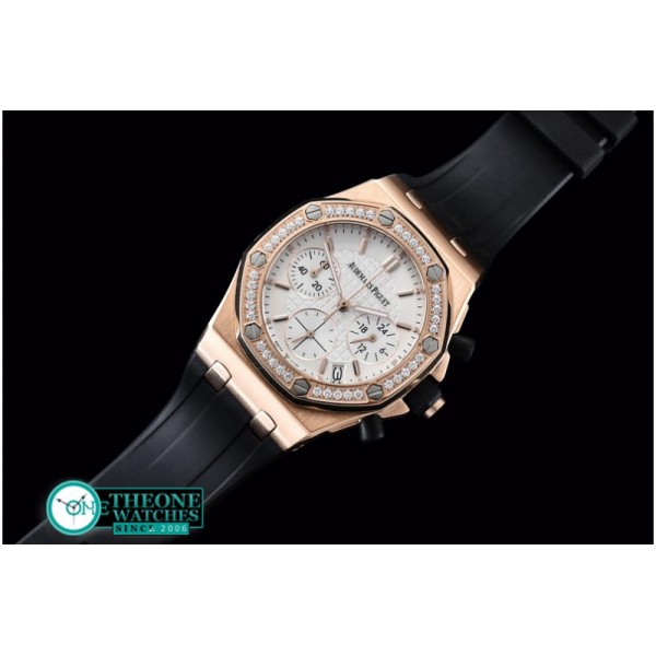 Audemars Piguet - Royal Oak Ladies Chrono RG/RU Diam Bez White VK Qtz