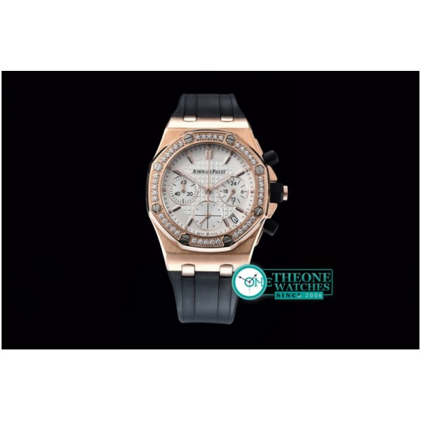 Audemars Piguet - Royal Oak Ladies Chrono RG/RU Diam Bez White VK Qtz