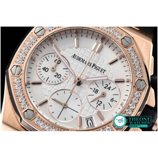 Audemars Piguet - Royal Oak Ladies Chrono RG/RU Diam Bez White VK Qtz