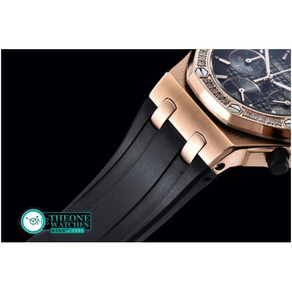 Audemars Piguet - Royal Oak Ladies Chrono RG/RU Diam Bez Black VK Qtz