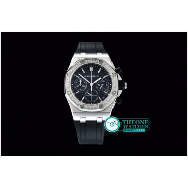 Audemars Piguet - Royal Oak Ladies Chrono SS/RU Diam Bez Black VK Qtz