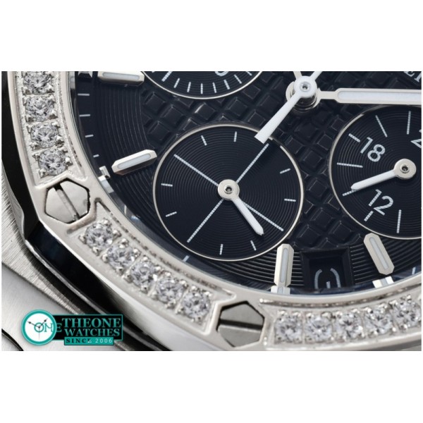 Audemars Piguet - Royal Oak Ladies Chrono SS/RU Diam Bez Black VK Qtz