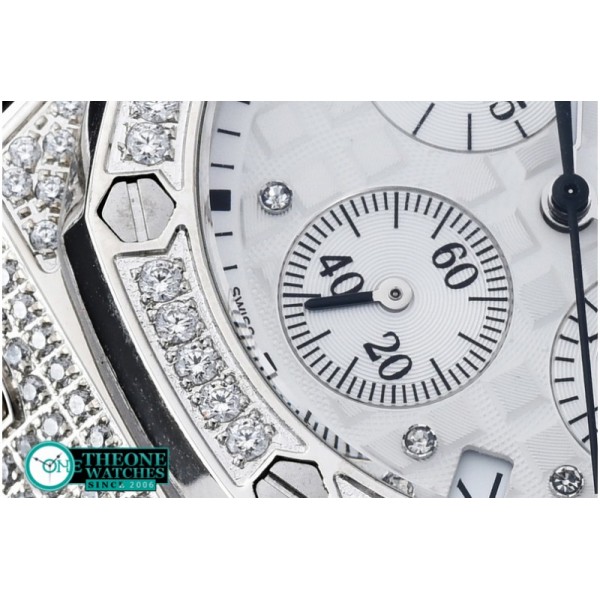 Audemars Piguet - Royal Oak Ladies Chrono SS/RU Wht Diam Diam Bez VK64