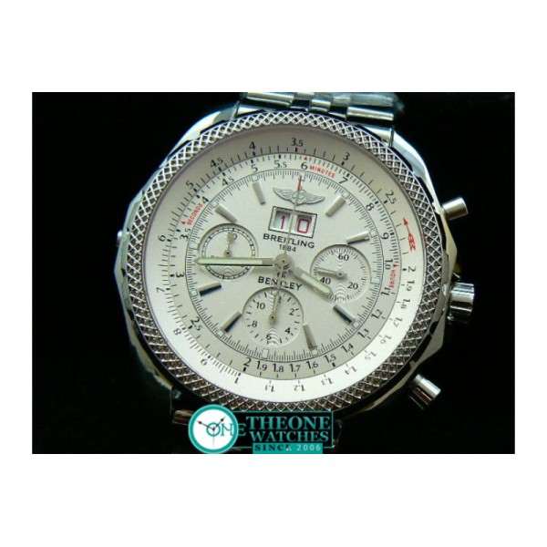 BREITLING BENTLEY 6.75 BIG DATE CHRONO SS WHITE A-7750 SEC@3