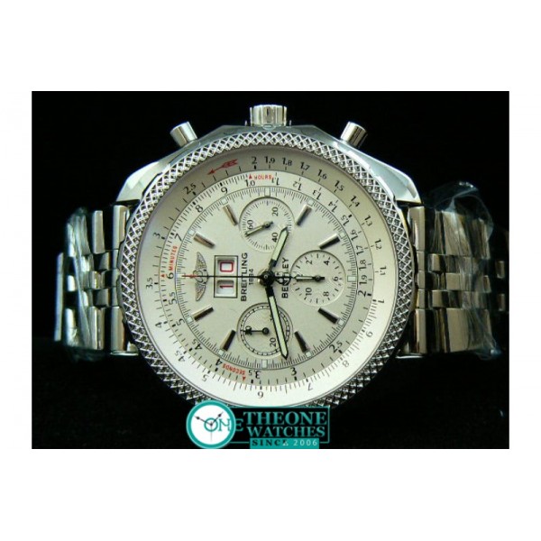 BREITLING BENTLEY 6.75 BIG DATE CHRONO SS WHITE A-7750 SEC@3