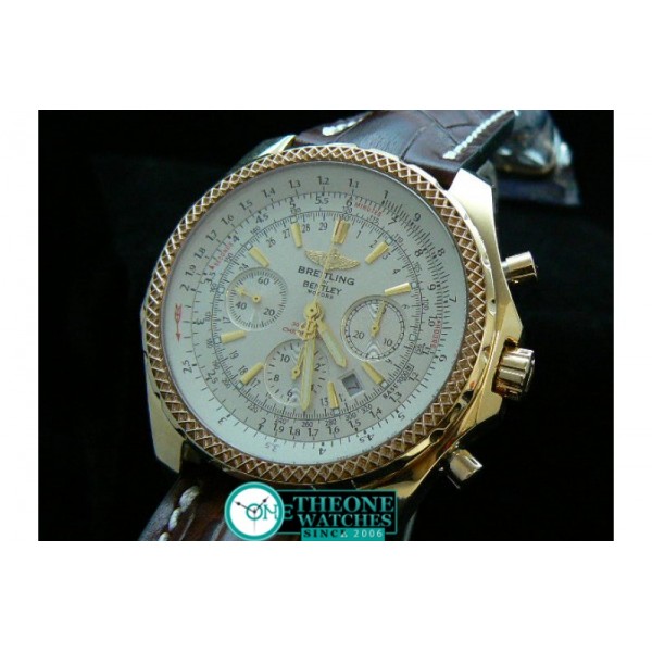 BREITLING BENTLEY MOTOR GOLD LEATHER ASIA 7750 28800BPH WHITE