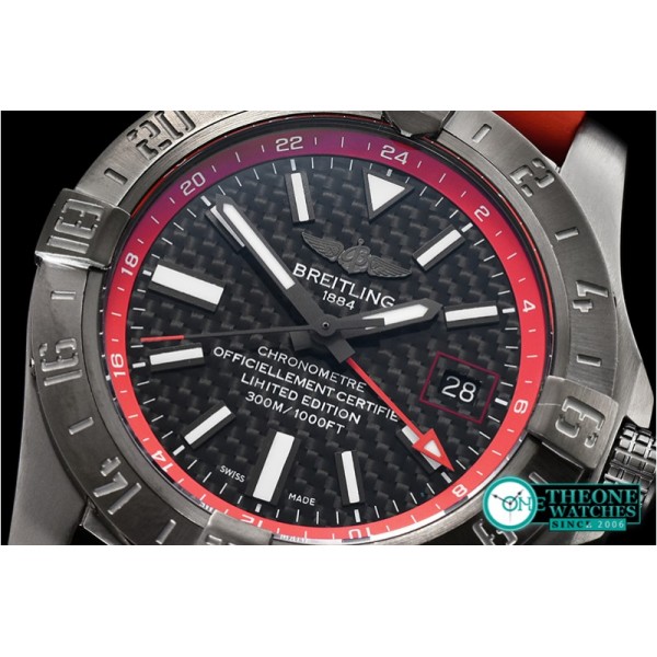 Breitling - Avenger II GMT BlackSteel DLC/TI/NY Blk/Red GF A2836