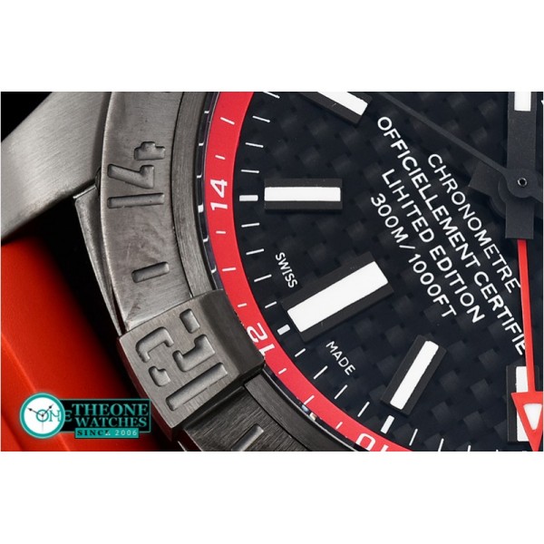 Breitling - Avenger II GMT BlackSteel DLC/TI/NY Blk/Red GF A2836