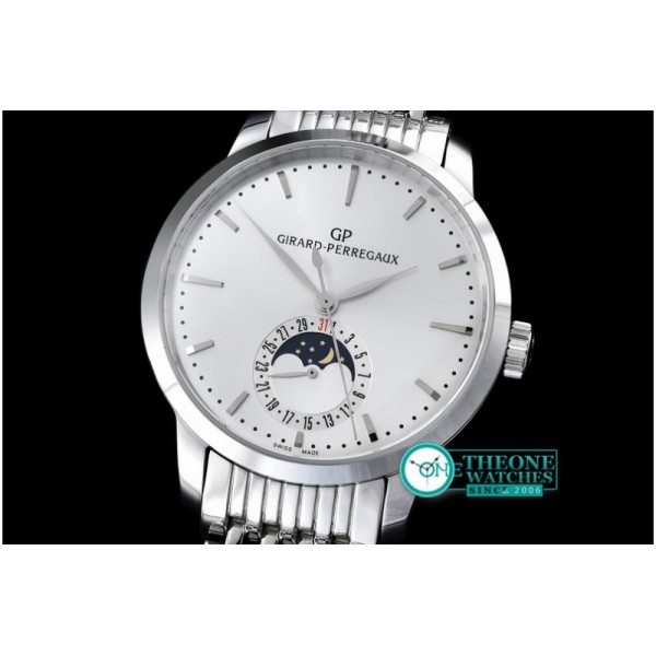 GIRARD-PERREGAUX - 1966 Full Calendar SS/SS White M-9015