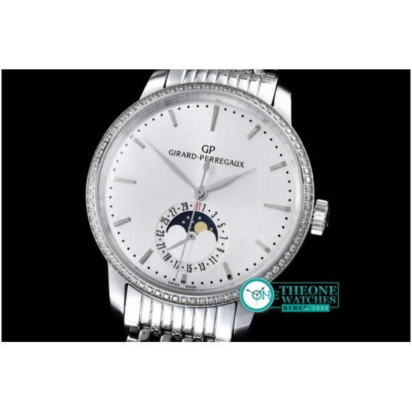 GIRARD-PERREGAUX - 1966 Full Calendar SS/SS White Diam M-9015