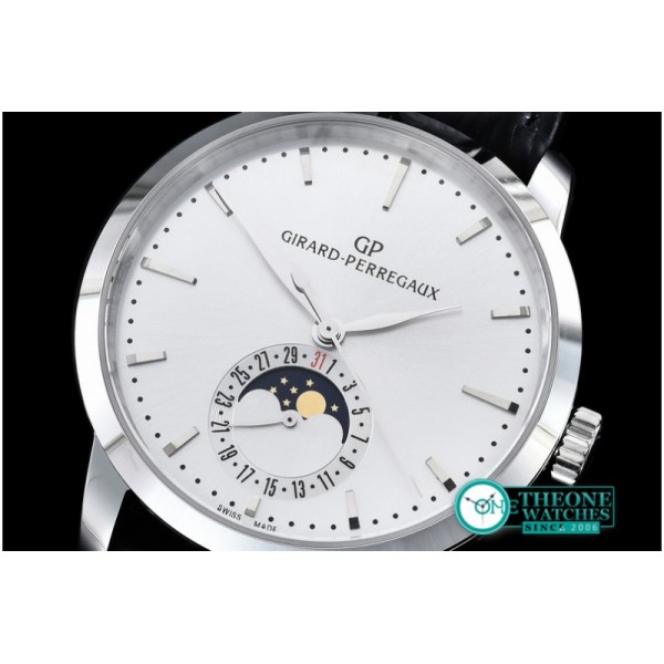 GIRARD-PERREGAUX - 1966 Date-Moonphase SS/LE White M-9015