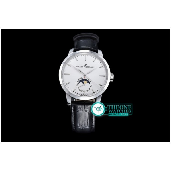 GIRARD-PERREGAUX - 1966 Date-Moonphase SS/LE White M-9015