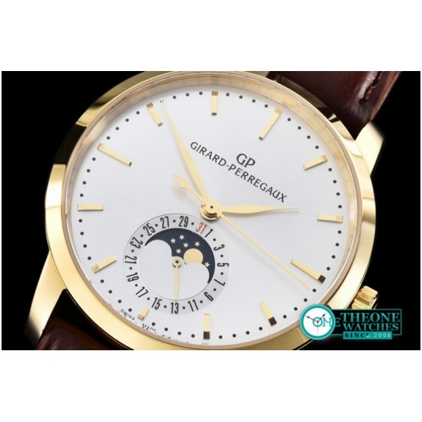 GIRARD-PERREGAUX - 1966 Date-Moonphase YG/LE White M-9015