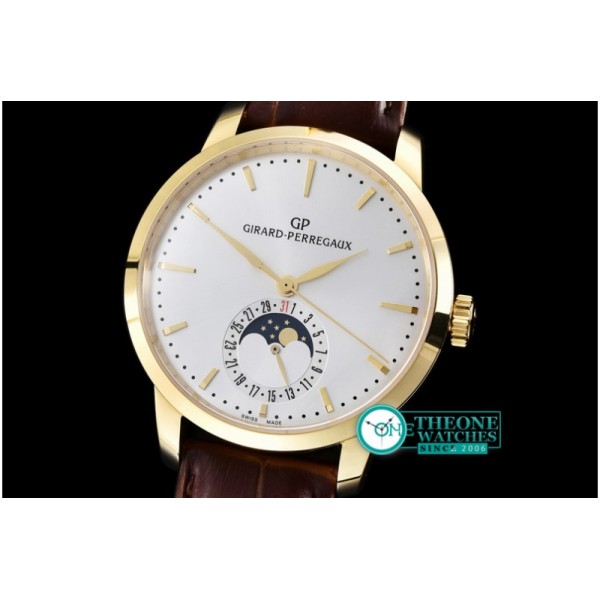 GIRARD-PERREGAUX - 1966 Date-Moonphase YG/LE White M-9015