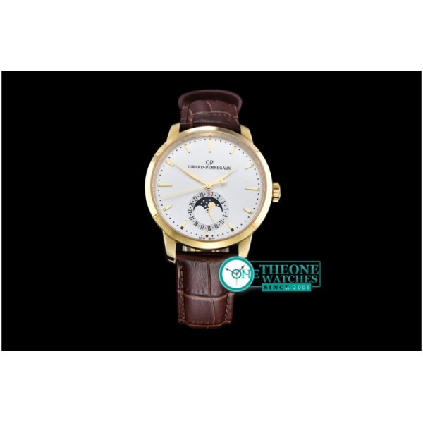 GIRARD-PERREGAUX - 1966 Date-Moonphase YG/LE White M-9015