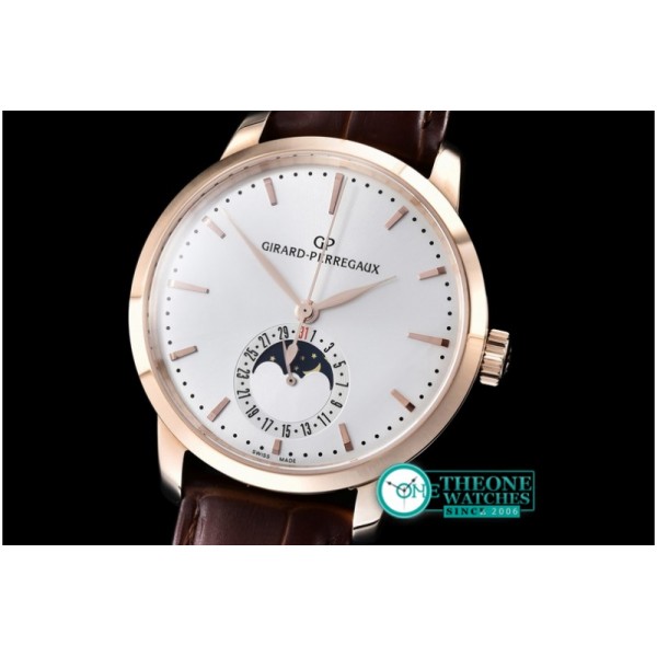 GIRARD-PERREGAUX -1966 Date-Moonphase RG/LE White M-9015