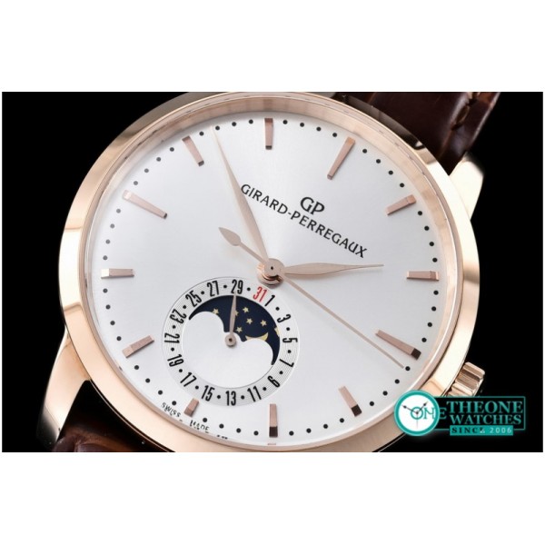 GIRARD-PERREGAUX -1966 Date-Moonphase RG/LE White M-9015