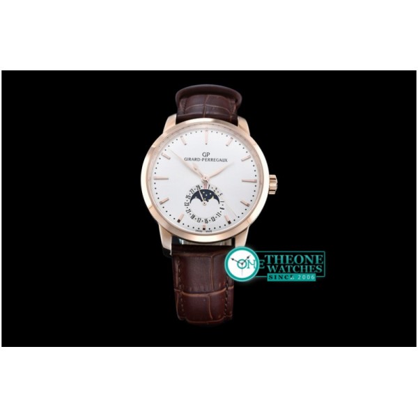 GIRARD-PERREGAUX -1966 Date-Moonphase RG/LE White M-9015