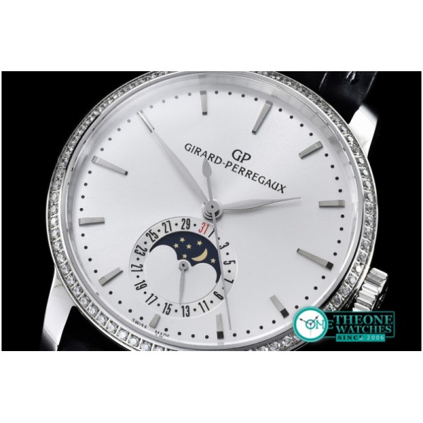 GIRARD-PERREGAUX -1966 Date-Moonphase SS/LE White M-9015