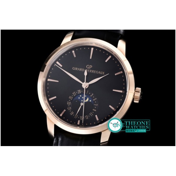 GIRARD-PERREGAUX -1966 Date-Moonphase RG/LE Black M-9015