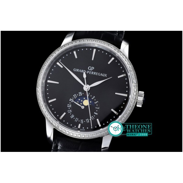 GIRARD-PERREGAUX - 1966 Date-Moonphase SS/LE Black M-9015