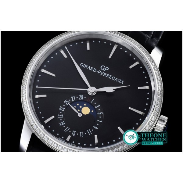 GIRARD-PERREGAUX - 1966 Date-Moonphase SS/LE Black M-9015