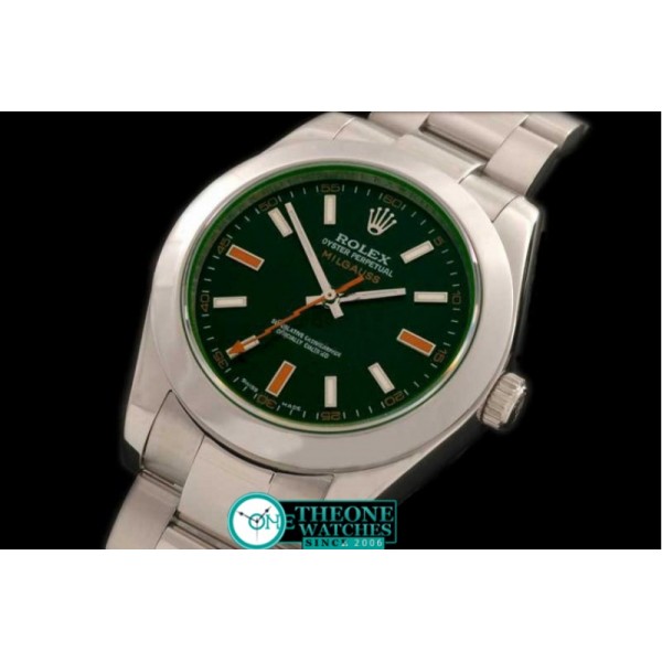 Rolex - 2007 Milguass SS Black (Green Tint) - Swiss ETA