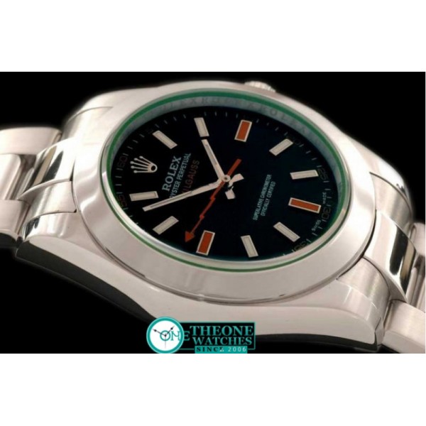 Rolex - 2007 Milguass SS Black (Green Tint) - Swiss ETA