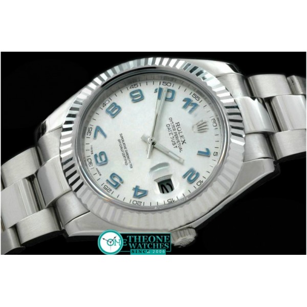 Rolex - SS Oyster Fluted White Blue Num Asian Eta 2836-2 25J