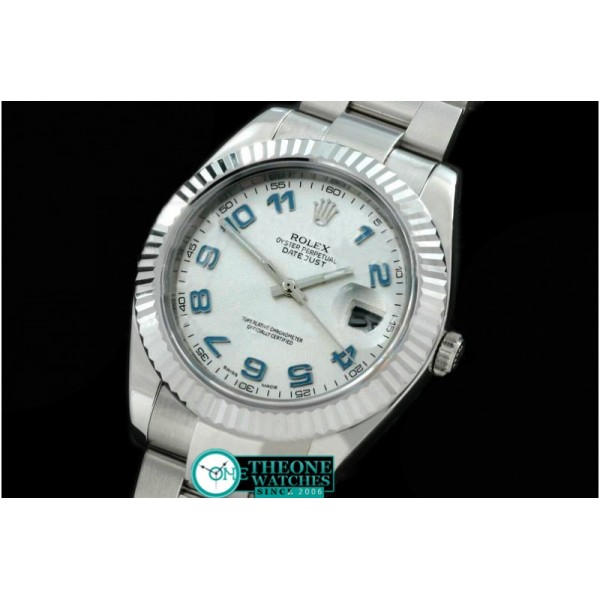 Rolex - SS Oyster Fluted White Blue Num Asian Eta 2836-2 25J
