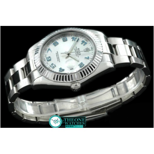 Rolex - SS Oyster Fluted White Blue Num Asian Eta 2836-2 25J