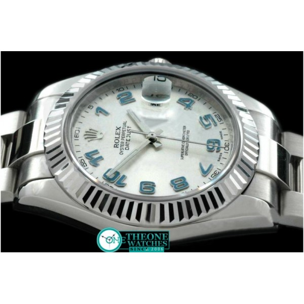 Rolex - SS Oyster Fluted White Blue Num Asian Eta 2836-2 25J