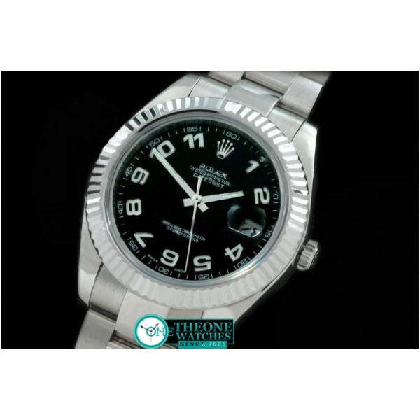Rolex - SS Oyster Fluted Black Num Asian Eta 2836-2 25J
