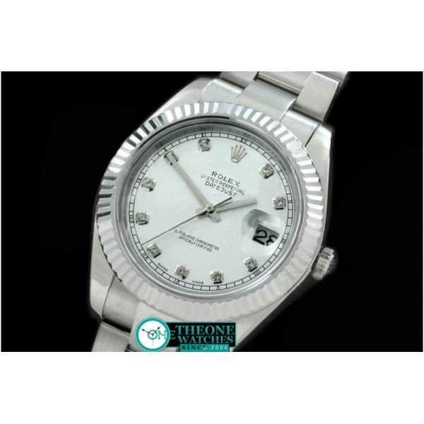 Rolex - SS Oyster Fluted White Diamond Asian Eta 2836-2 25J