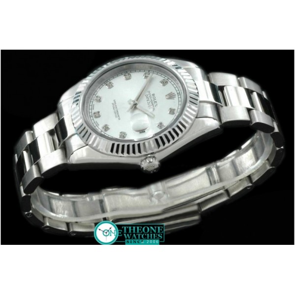 Rolex - SS Oyster Fluted White Diamond Asian Eta 2836-2 25J