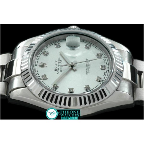 Rolex - SS Oyster Fluted White Diamond Asian Eta 2836-2 25J