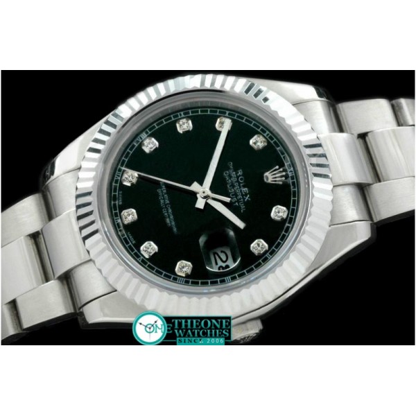 Rolex - SS Oyster Fluted Black Diamond Asian Eta 2836-2 25J