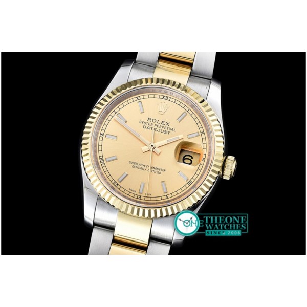 Rolex - DateJust Midsize 31mm YG/SS Gold Sticks BP Asia 2836