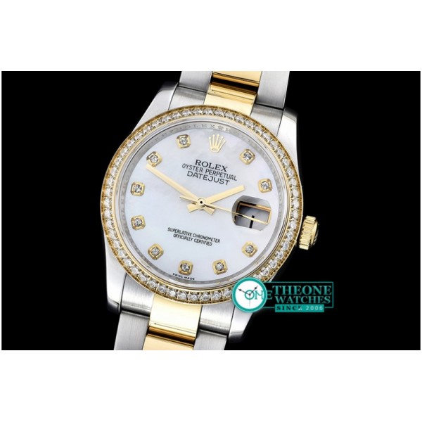 Rolex - DateJust Midsize 31mm YG/SS Wht MOP Diam BP Asia 2836