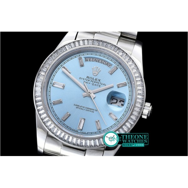 Rolex - DayDate 41mm SS/SS Pres Baug Blue Stk Diam Asia 3255