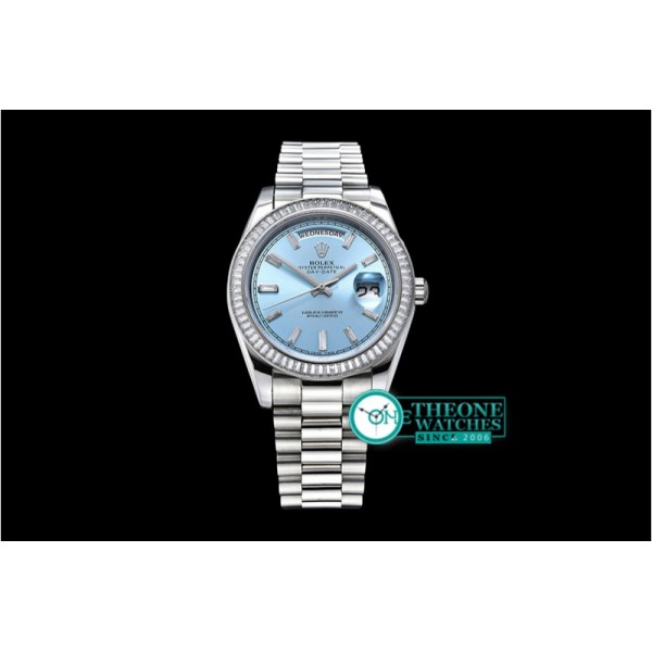 Rolex - DayDate 41mm SS/SS Pres Baug Blue Stk Diam Asia 3255