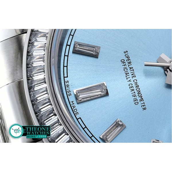 Rolex - DayDate 41mm SS/SS Pres Baug Blue Stk Diam Asia 3255