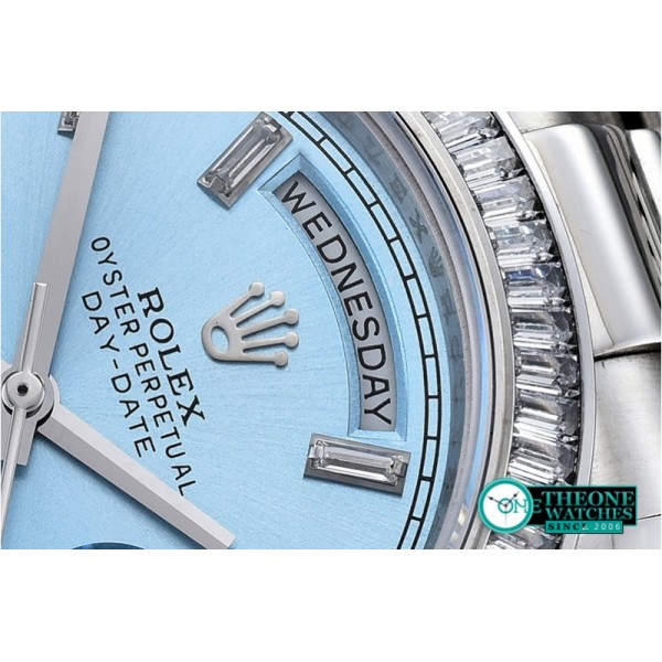 Rolex - DayDate 41mm SS/SS Pres Baug Blue Stk Diam Asia 3255