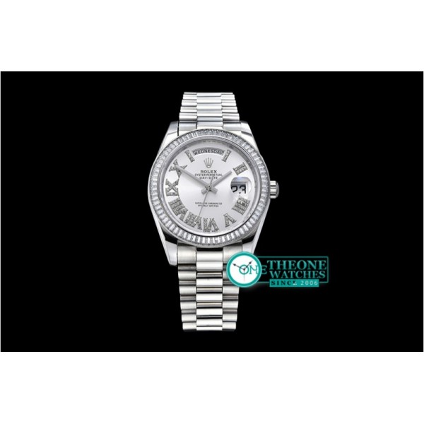 Rolex - DayDate 41mm SS/SS Pres Silver Wht Roman Asia 3255