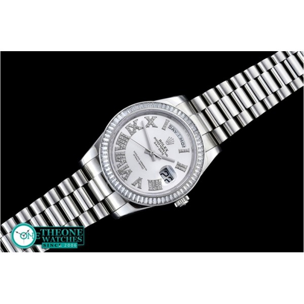 Rolex - DayDate 41mm SS/SS Pres Silver Wht Roman Asia 3255