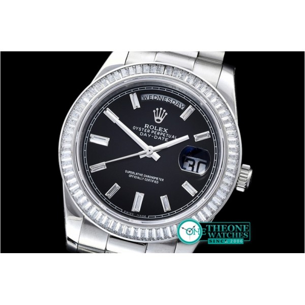 Rolex - DayDate 41mm SS/SS Pres Baug Blk Stk Diam Asia 3255