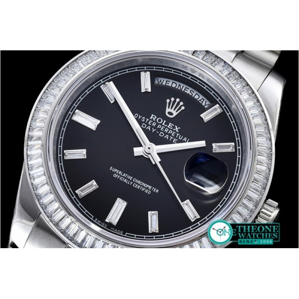 Rolex - DayDate 41mm SS/SS Pres Baug Blk Stk Diam Asia 3255