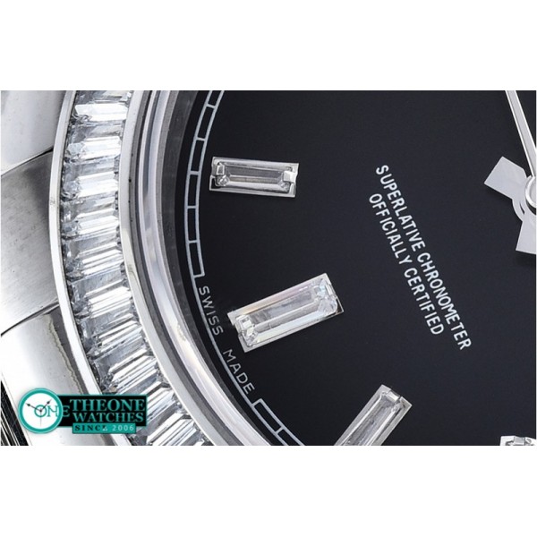 Rolex - DayDate 41mm SS/SS Pres Baug Blk Stk Diam Asia 3255